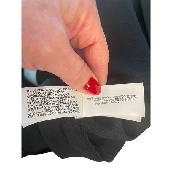 ZARA Black White Ruched Long Sleeve Dress – Gold Buttons – Size L – NWT - Picture 7 of 10